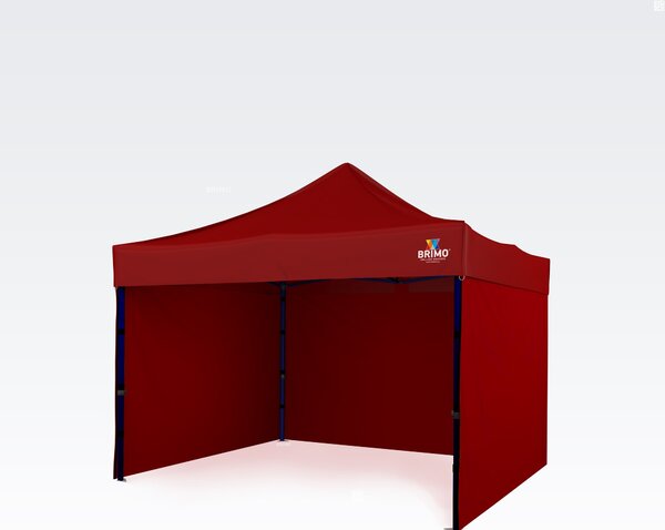 Pavilion 3x3 m, cadru din oțel cu 3 pereți: cort de lucru pentru meșteșugari - cu 3 pereți - Roșu