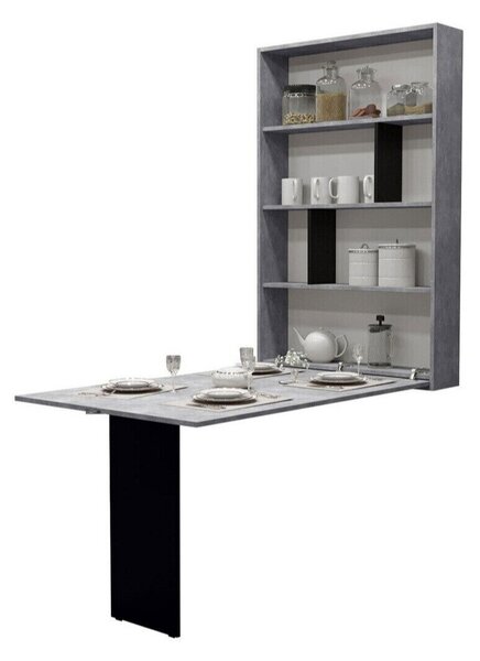 Masă pliantă Pinis III, Beton, Negru, 73x85x130cm, 39 kg