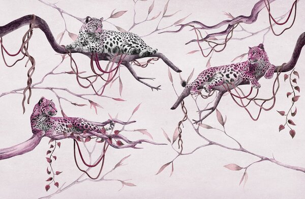 Fototapet Grup de leoparzi culcați pe o ramură de copac, Fototapet animale, Fototapet populare, w03146v2 - Tapeko.ro