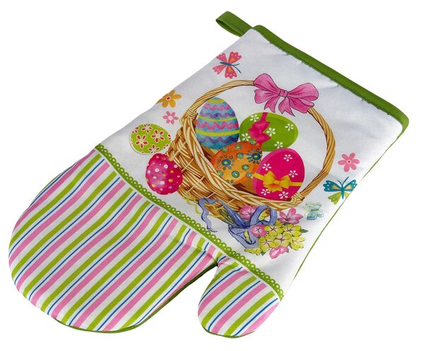 Set de 2 manusi de bucatarie cu magnet EASTER EGGS, alb-verde