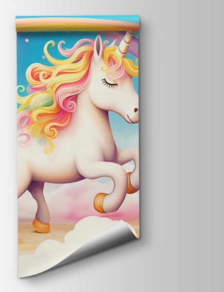 Fototapet Unicorn cu curcubeu și nori, Fototapet copii, Fototapet populare, w08820 - Tapeko.ro