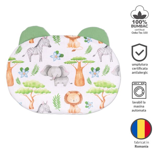 Perna copii cu urechiuse 0-2 ani Kidizi Safari, 38x26 cm