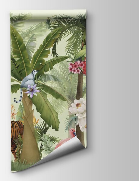 Fototapet Wallpaper cu animale și păsări, Fototapet jungle, Fototapet populare, w03225 - Tapeko.ro