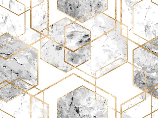 Fototapet Design elegant hexagonal cu model de marmură, Fototapet geometrice, Fototapet populare, u04140 - Tapeko.ro