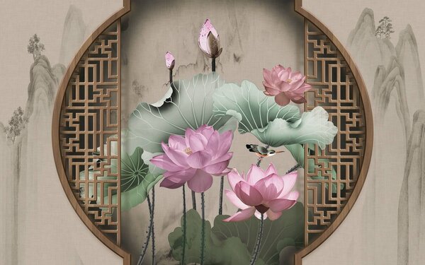 Fototapet Flori de lotus într-o armonie senină, Fototapet flori, Fototapet populare, u11741 - Tapeko.ro