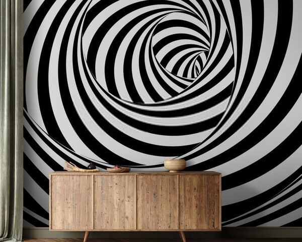 Fototapet Model spirală alb-negru, Fototapet abstracte, Fototapet populare, u37165 - Tapeko.ro