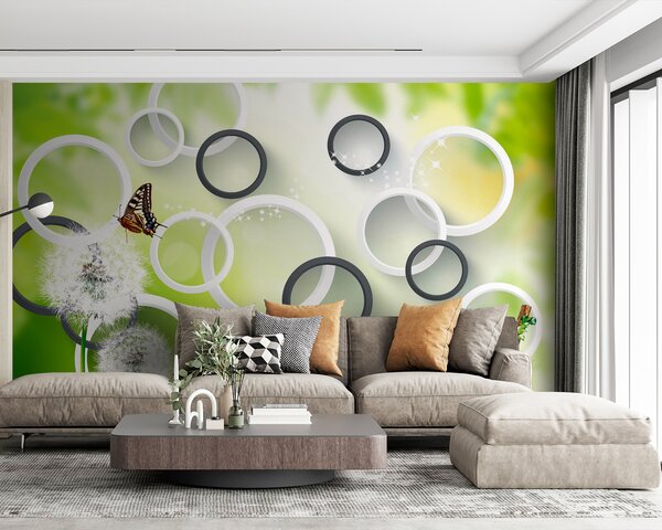 Fototapet Fluture pe o floare de păpădie, Fototapet natură, Fototapet populare, u42442 - Tapeko.ro