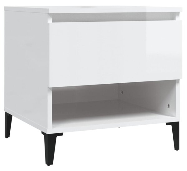 Masă laterală, alb extralucios, 50x46x5 cm, lemn compozit