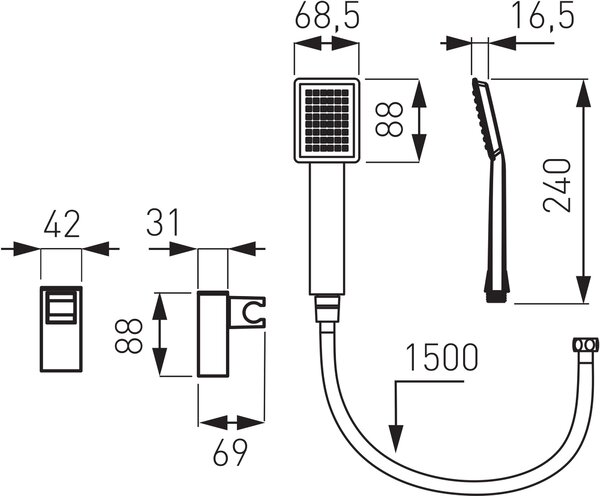 Ferro Sinus set de duș perete crom U170B