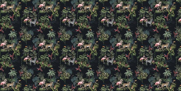 Fototapet Model de flamingo și zebre, Fototapet pădure, Fototapet populare, u52521 - Tapeko.ro