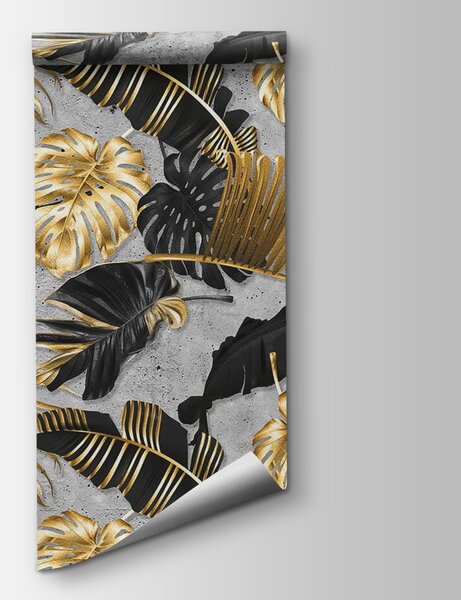 Fototapet Frunziș tropical elegant pe un fundal texturat, Fototapet pădure, Fototapet populare, u53280 - Tapeko.ro