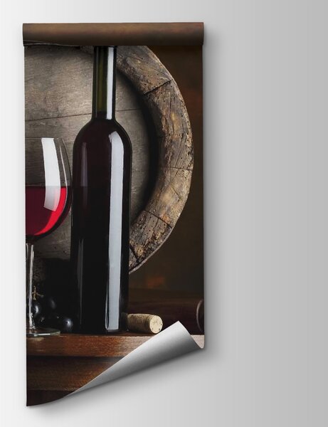 Fototapet Sticlă de vin și pahar pe o masă, Fototapet mâncare și băutură, Fototapet populare, u65206 - Tapeko.ro