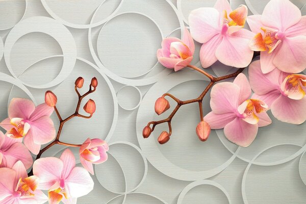 Fototapet Flori delicate pe un fundal moale, Fototapet geometric 3D, Fototapet populare, u66595 - Tapeko.ro