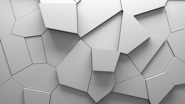 Fototapet Perete alb cu multe forme neregulate, Fototapet geometric 3D, Fototapet populare, u71596 - Tapeko.ro