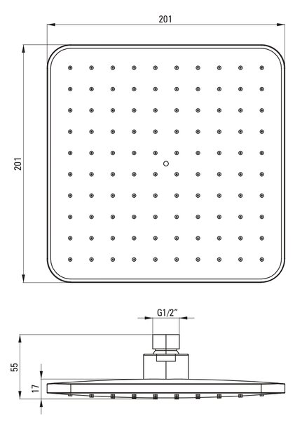 Deante Neo Boro cap de duș 20.1x20.1 cm pătrat negru NER_N38K