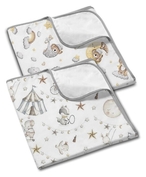 Set 2 aleze impermeabile refolosibile din bumbac 78x60 cm Kidizi Circus Moon
