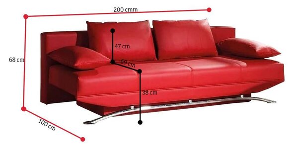 Canapea extensibilă LAWRENCE, 85x200x100, roșu - soft 10