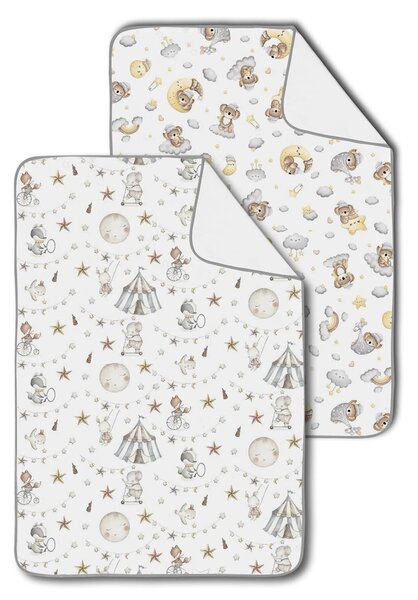 Set 2 aleze impermeabile refolosibile din bumbac 78x60 cm Kidizi Circus Moon