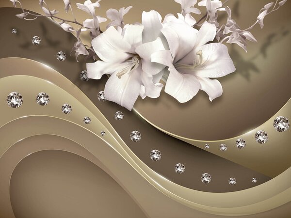 Fototapet Flori elegante cu accente strălucitoare, Fototapet textură, Fototapet populare, u94081 - Tapeko.ro