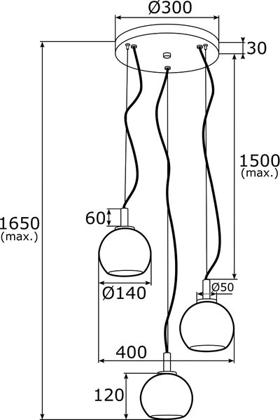 Argon Oviedo lampă suspendată 3x15 W alamă-transparent 1463