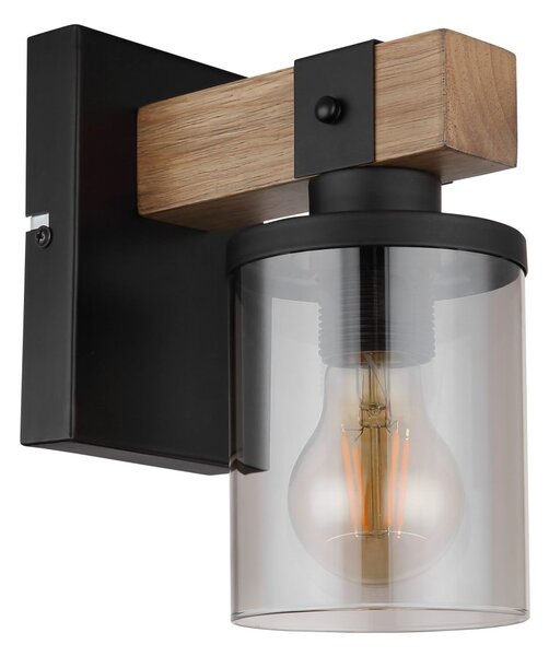 Globo Lighting Lenna lampă de perete 1x60 W negru-fumuriu-lemn 15555W