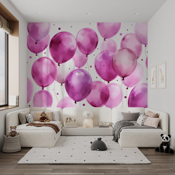 Fototapet Grup de baloane violet și alb, Fototapet baloane, Fototapet populare, w03330v1 - Tapeko.ro