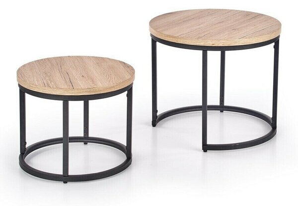 Set de măsuțe de cafea Houston 951, Stejar San Remo, Negru, Metal, 45cm, 13.5 kg