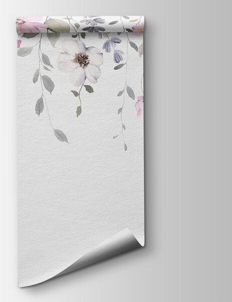 Fototapet Flori delicate și verdeață delicată, Fototapet acuarelă, Fototapet populare, w03315 - Tapeko.ro