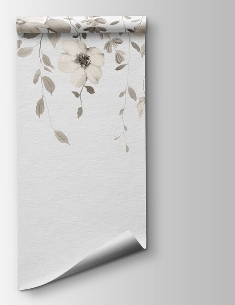 Fototapet Design botanic moale pe fundal alb, Fototapet flori, Fototapet populare, w03315v1 - Tapeko.ro