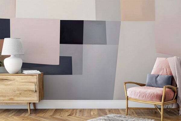 Tapet Abstracție geometrică cu efect de estompare simulat și textură, Fototapet Abstract, w05785 : Uwalls.ro