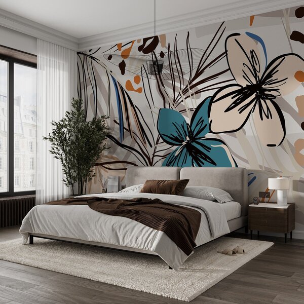 Fototapet Model floral colorat cu flori, Fototapet natură, Fototapet populare, w08889 - Tapeko.ro