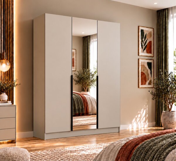 Dulap Vento 3 usi cu oglinda, 150x50x200 cm, Casmir, Pal 18 mm