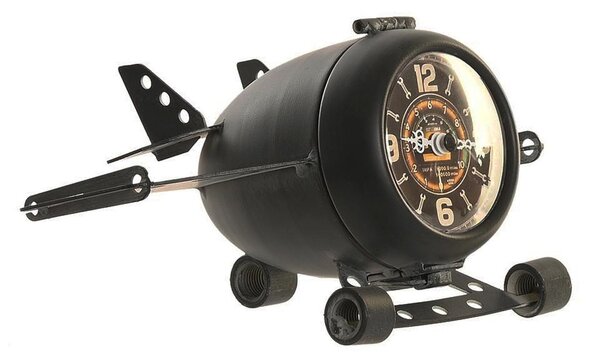 Ceas de masa Airplane din metal negru 23x16x13 cm
