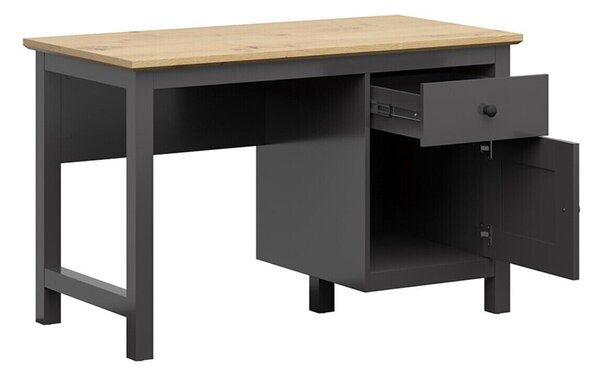 Birou Sordoro 129, Stejar artizan, Grafit, PAL laminat, 75x120x60cm, 46 kg