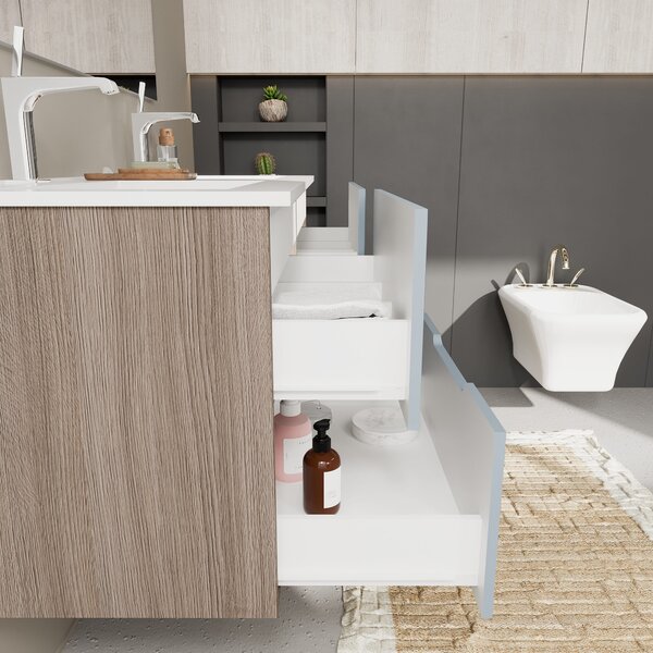 Mobilier Baie, 120cm, Lavoar Dublu, Sertare Albastru Mat | Magnolia
