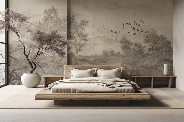 Fototapet Peisaj cu copaci și un râu, Fototapet natură, Fototapet populare, w08920 - Tapeko.ro
