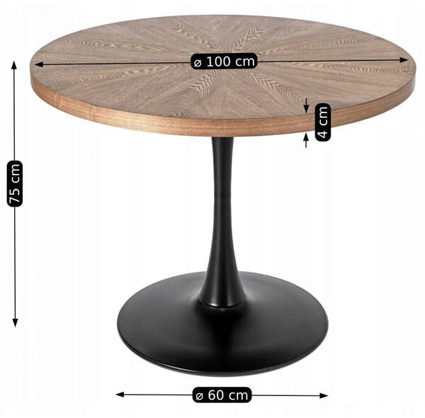 Masă sufragerie Luchan (nuc + negru) (pentru 4 persoane). Promo -22%. 1119032