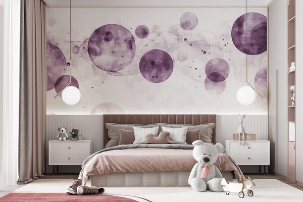 Fototapet Cercuri violet și fum pe un fundal alb, Fototapet designer, Fototapet populare, w03405v2 - Tapeko.ro