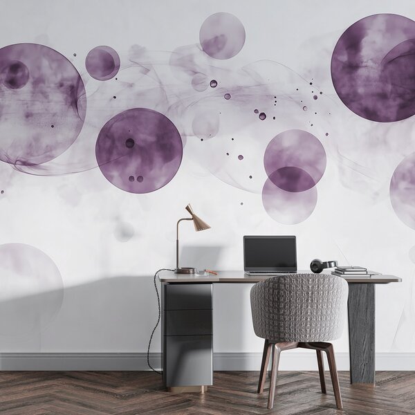 Fototapet Cercuri violet și fum pe un fundal alb, Fototapet designer, Fototapet populare, w03405v2 - Tapeko.ro
