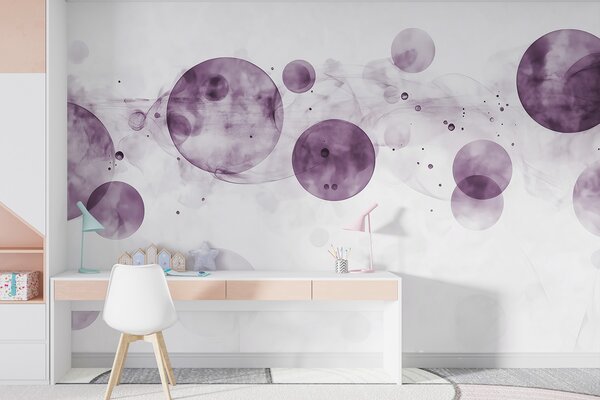 Fototapet Cercuri violet și fum pe un fundal alb, Fototapet designer, Fototapet populare, w03405v2 - Tapeko.ro