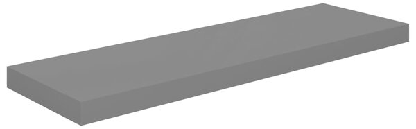 Raft de perete suspendat, gri extralucios, 80x23,5x3,8 cm, MDF