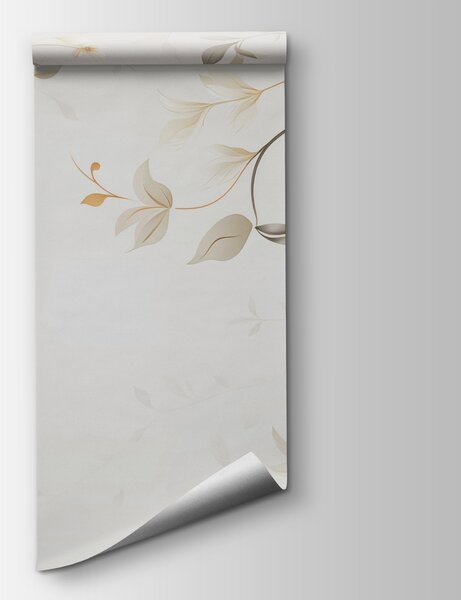Fototapet Design floral alb și maro, Fototapet flori, Fototapet populare, w03439 - Tapeko.ro