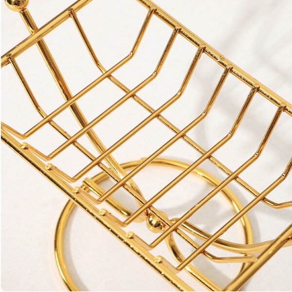 Savoniera metalica Pufo Goldie cu picior, 12 x 8.5 cm, auriu – accesoriu elegant si practic pentru baie