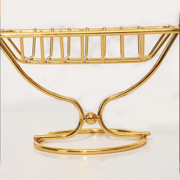 Savoniera metalica Pufo Goldie cu picior, 12 x 8.5 cm, auriu – accesoriu elegant si practic pentru baie