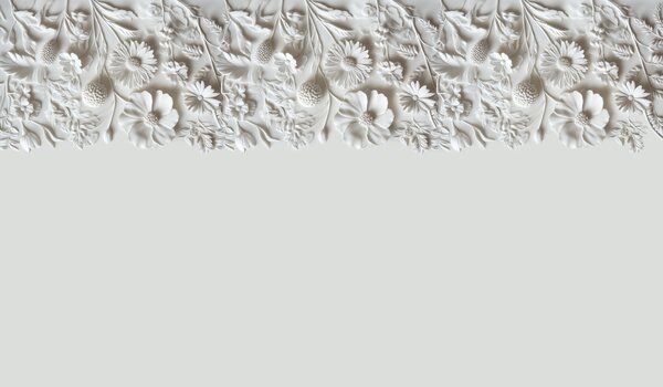 Fototapet Design floral alb pe un perete, Fototapet populare, Fototapet populare, w03398v1 - Tapeko.ro