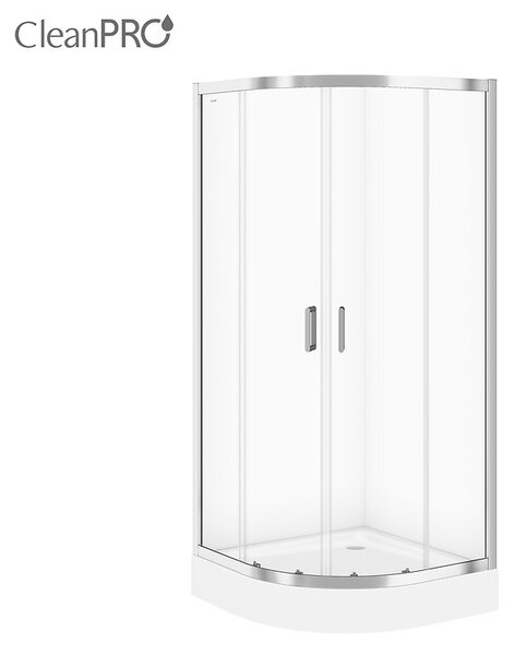 Cersanit Arteco, dus sfert de cerc 80x80x190cm, sticla transparenta 5mm, profil cromat + cadita de dus Tako, S601-113