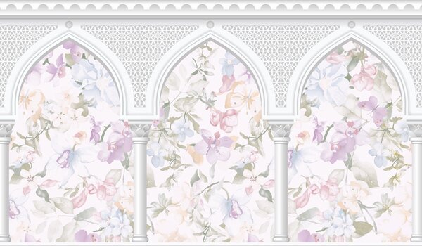 Fototapet Eleganță florală în nuanțe pastelate delicate, Fototapet acuarelă, Fototapet populare, w03480 - Tapeko.ro