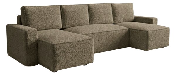 Canapea extensibila in forma de U SMART BOUCLE, bej inchis, 303x143 cm