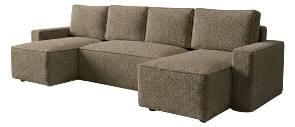 Canapea extensibila in forma de U SMART BOUCLE, bej inchis, 303x143 cm