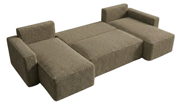 Canapea extensibila in forma de U SMART BOUCLE, bej inchis, 303x143 cm